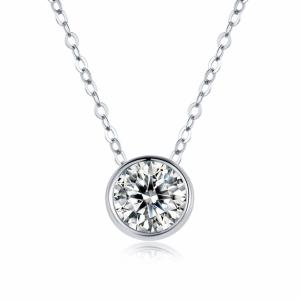 China Women 1ct Diamond Moissanite Solitaire Necklace 925 Sterling Silver OEM factory