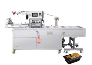 China MAP Technology Disposable Thali Packing Machine 4 Trays One Time For Fish factory