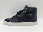 Genuine Leather Athletic Sports Shoes High Top Ladies Black With Ykk Metal
