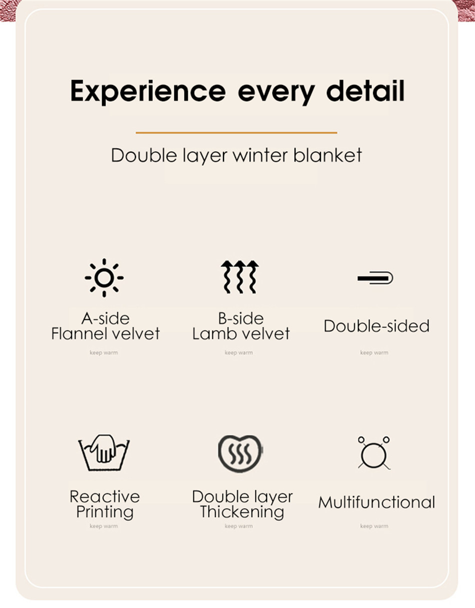 Simple Style Polar Fleece Blanket Double Sided Lamb Cashmere Plaid for Winter Nights