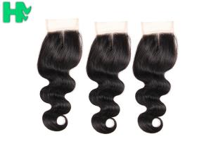 China Body Wave Human Hair Closure Pieces , Middle Part Remy Human Hair Extensions factory
