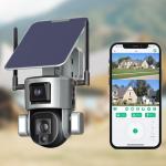10X Optical Zoom Dual Lens Security Camera IP65 Outdoor Solar 4G CCTV Camera