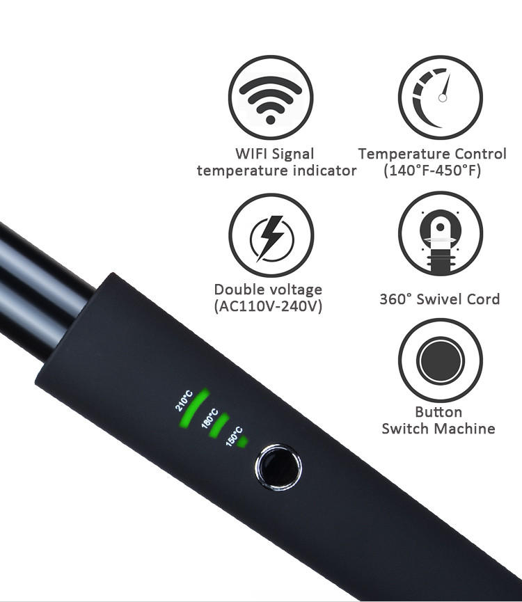 Deep Wave Ceramic Hair Curler , OEM ODM Rotating Hair Curling Iron