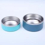 Stainless Steel Round Dog Bowl Double Layer Vacuum Pet Feeding Bowl
