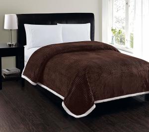 China Ultra Soft Brown Flannel Blanket Plain Jacquard Style All Seasons With Circular Corners factory