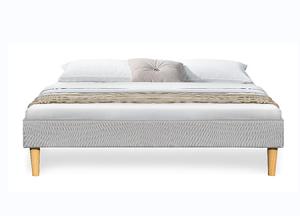 China Light Gray Linen Soft Upholstered Bed Frame Without Headboard factory