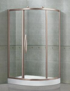 China Clear / Printed Tempered Glass Shower Cubicles Offset Quadrant Sliding With Outside Rollers factory