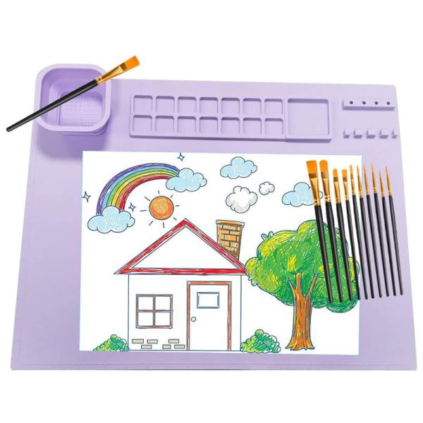 Palette Squares Silicone Craft Mat with Cup , Silicone Painting Mat for Crafts /
