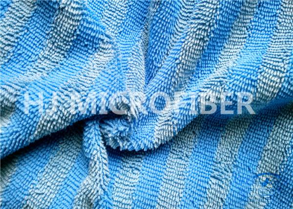 Warp Knitted Blue Microfiber Twisted Pile Fabric For Rag / Duster , Polyester