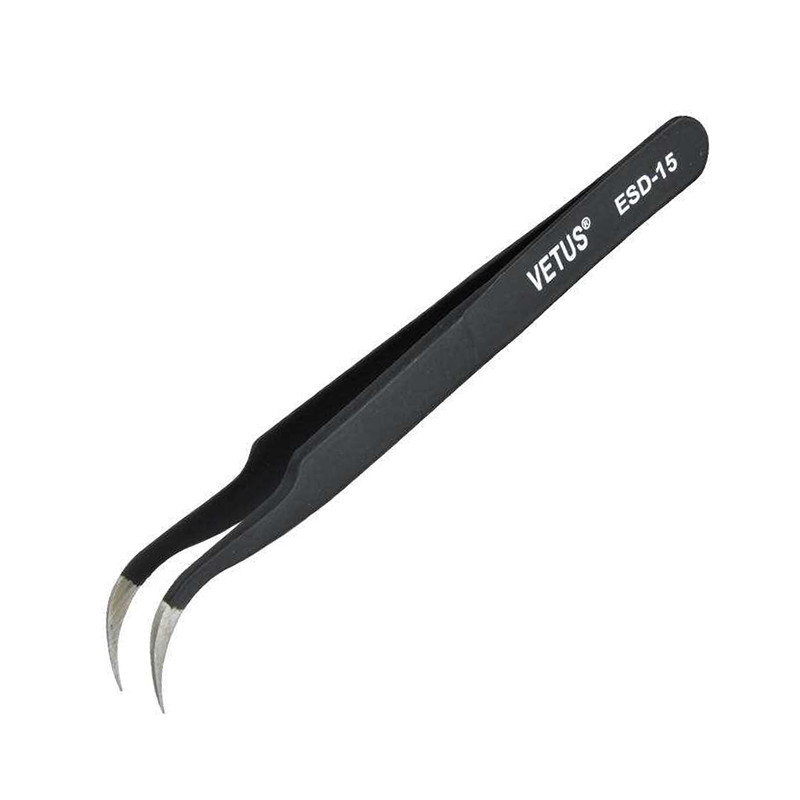 China ESD Industrial Durable Vetus Lash Tweezers Stainless Steel Curved Tweezers on sale