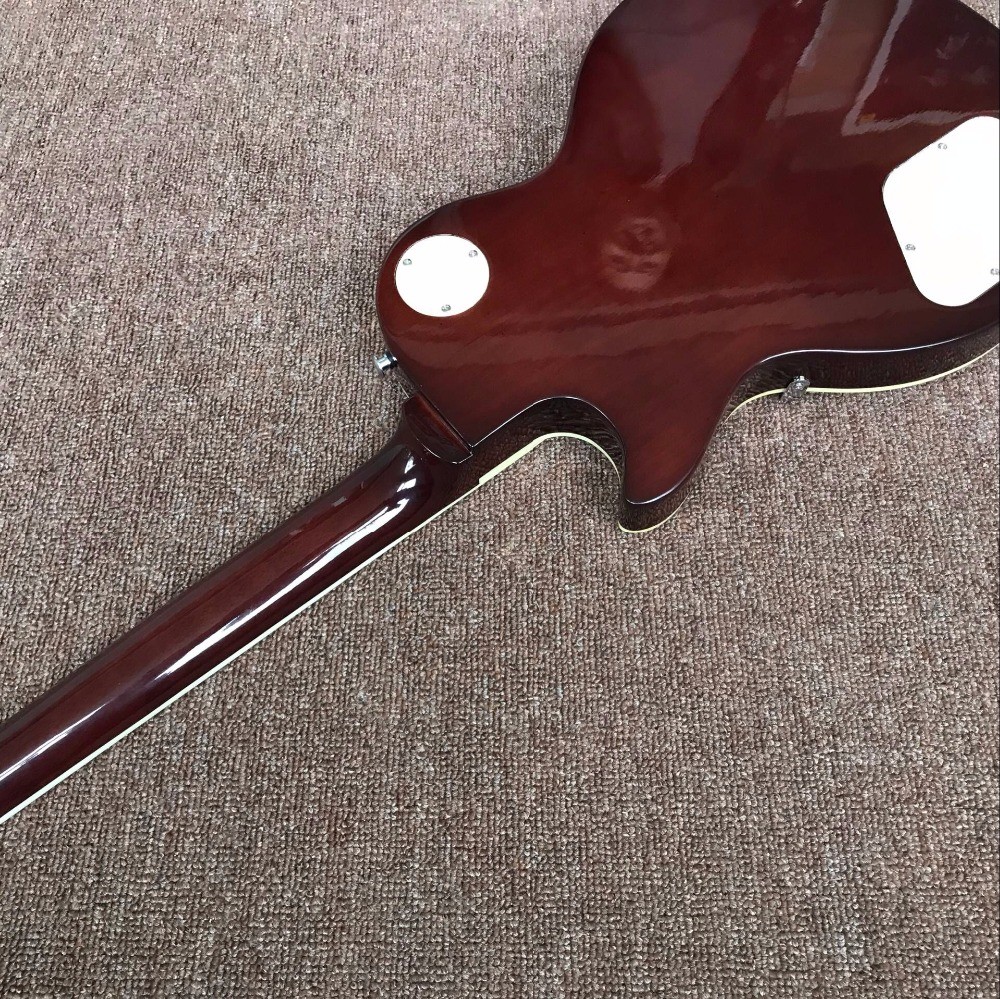 Custom Sale LP electric Guitar Tiger striped maple cover Mahogany body classic 60 black musical instruments