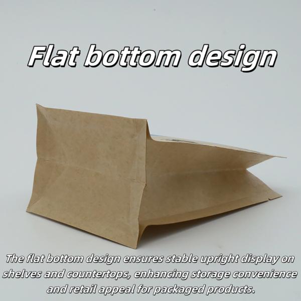 Recyclable And Compostable Eight Sided Sealing Kraft Paper Bags For Tea Packaging With Customizable Printing And Sizes.