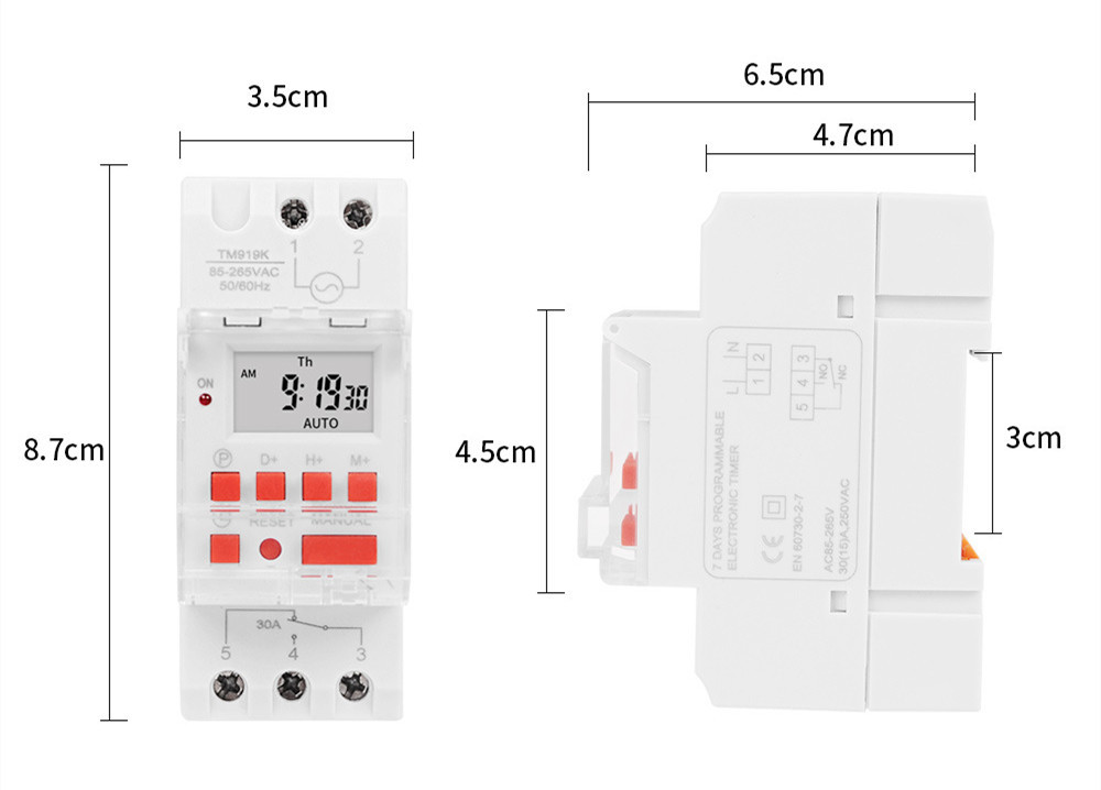 Digital Timer Switch TM919 30A 220V Battery Built-in Countdown Electronic Time Controller