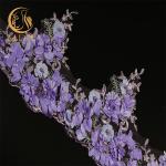 Fashion Bridal 3D Flower Lace Trim 135cm Width Handmade Colorful Embroidered