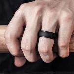 Silicone Wedding Ring for Men 4 Packs Singles Step Edge Sleek Design Metallic