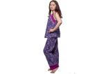 Fashion Womens Summer Nightwear Water Print Fabric Waistcoat And Long Pant With