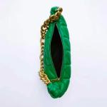 Quilted Green Womens Leather Bag OEM Thick Chain Shoulder Bag