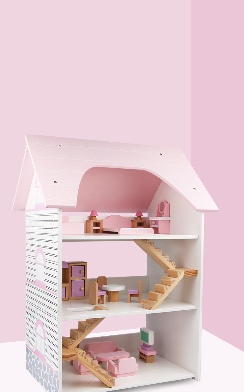 Water Based Coating Mini Wooden Simulation House For Children