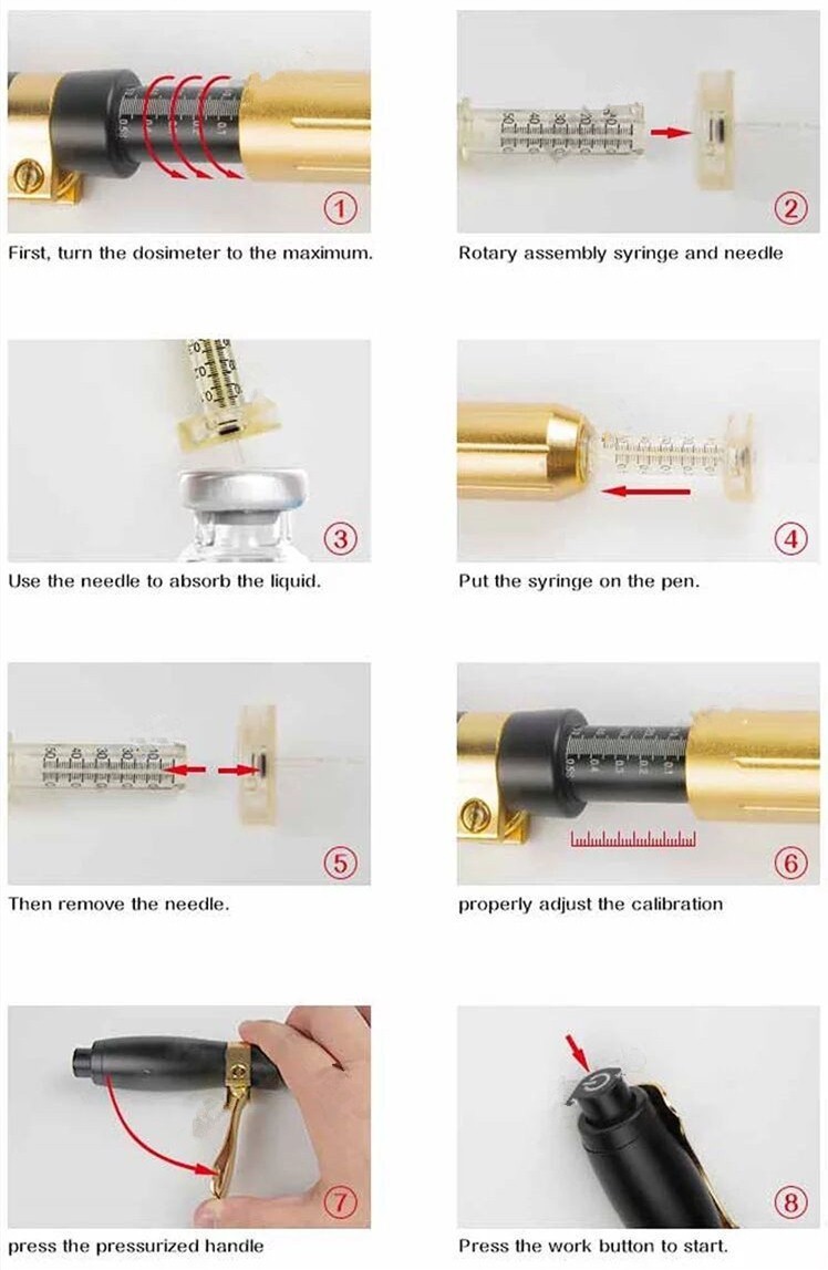 0.01 To 0.12ml Lip Filling Hyaluron Filler Pen 3 Power Levels