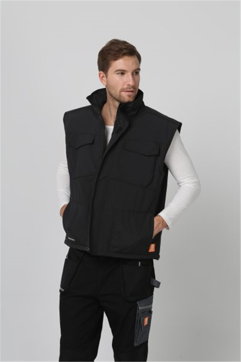 100% Polyester Lining Cold Weather Workwear 180gsm Black Winter Vest Mens