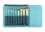Soft Fiber Hair Foundation Makeup Brush Blue Wooden Handle With Case