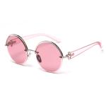 Cut Half Frame UV400 Hollow Round Polarized Sunglasses Female Ins Net Celebrity