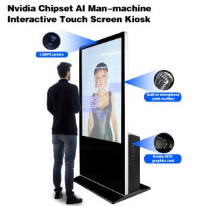 China 55 Vertical 4K Touch Screen Digital Kiosk Interactive AI Face Recognition With Camera Microphone Nvidia Avatar on sale