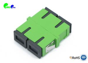 China Fiber Optic Adapter Duplex SC APC Adapter 9 / 125μm With Reduced Flange SM Green Plastic Material factory