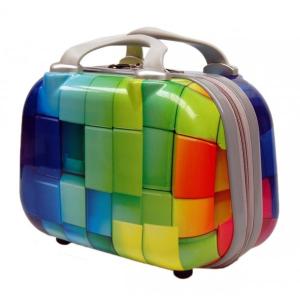 China Colorful 210D Polyester PC Travel Cosmetic Suitcase factory