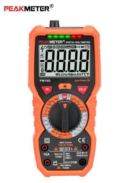 True RMSAuto Range Digital Multimeter 6000 Counts Non - Slip Design Auto Power