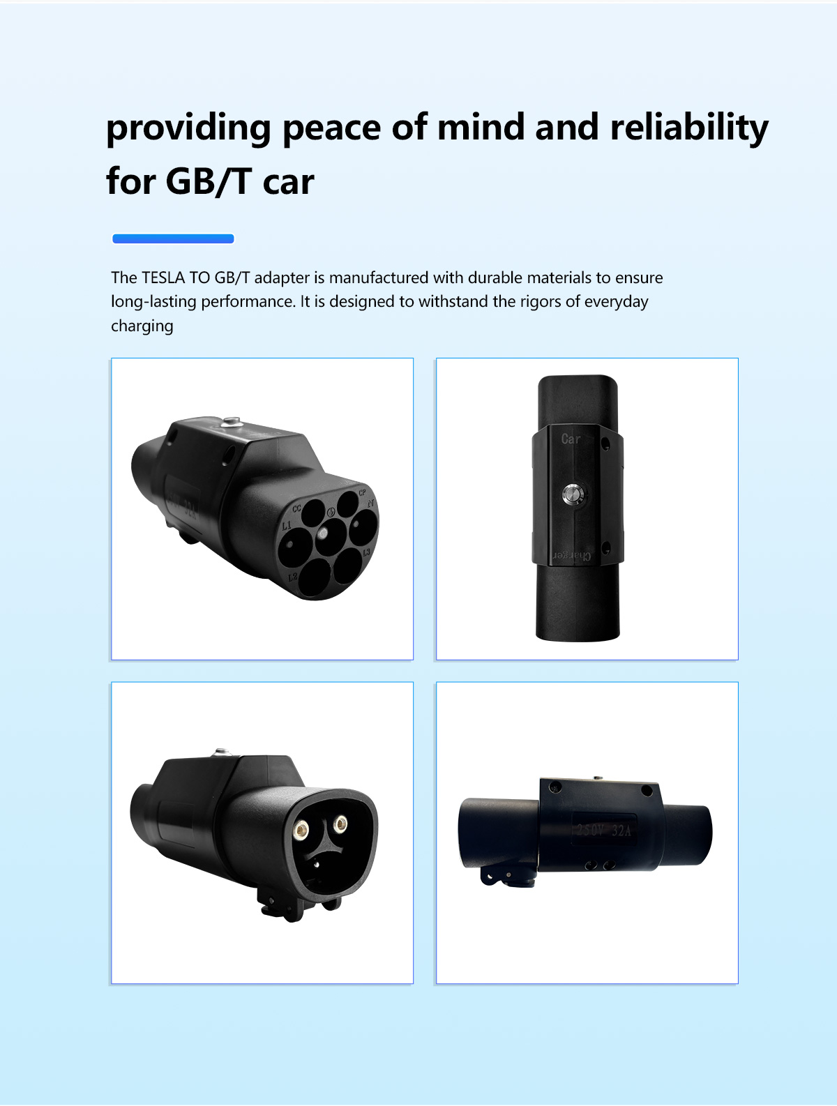 Condition 7kw Tesla EV Charger with 32A Output Current PC Copper Car Side Plug NACS to GBT Car Connector Socket Switch