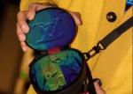 Cylinder Iridescent Expandable Crossbody Bag 3D Effect Printing