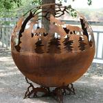 Hand Crafted 800mm Corten Steel Propane Fire Pit Outdoor Metal Garden Sphere