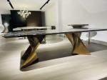 Premium Hotel Restaurant Furniture Modern Art Natural Marble Metal Base Dining