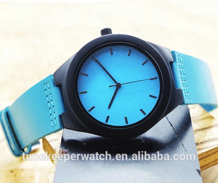 colorful wood watches , sky blue color fashion man watches , custom your own logo