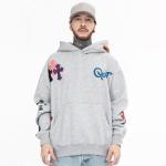 Casual Unisex Black Plus Size Plain Heavy Hoodies Sweatshirts Embroidered