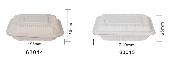 195mm Disposable Biodegradable Corn Starch Tableware Food Packaging Clamshell