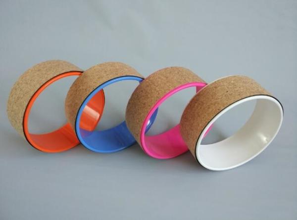 Customized logo Eco-friendly Cork Exercise Wheel/ Cork Yoga Wheel/ Cork Balance