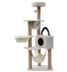 China 7cm / 8cm Wood Cat Tree Tower Fleece Cloth For Large Cats factory