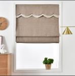 Modern smart remote motorized blue grey brown fabric Roman blinds customized for