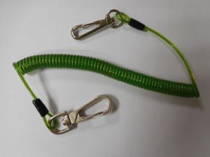 China 2Meter Lobster Clasp Hook Transparent Green Flexible Toll Safety Line Coiled Lanyard Rope factory