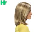 Natural Looking Light Blonde Bob Wig With Bangs High Temperature