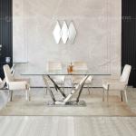 Qiancheng 0.4cbm Glass Dining Sets 6 Chairs 200cm Dining Table And Chairs