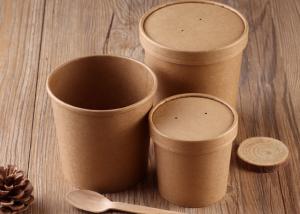 China Disposable Kraft Paper Soup Cups Containers With Cover And Spoon 16oz 20oz Size factory