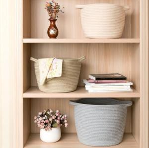 China Decorative Custom Woven Cotton Rope Laundry Toys Candy Storage Fabric Container Wholesale Spa Gift Baskets Organizer factory