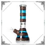 9mm Thick Borosilicate Glass Water Smoking Pipe With Copper Art Bongs Mix Color