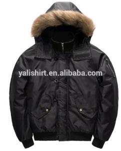China Men Detachable Faux Fur Lined Ma1 Bomber Jacket Long Sleeves With Rib Collar factory