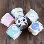 Biodegradable 280ml Ice Cream Paper Cup With Plastic Lids Logo Printing