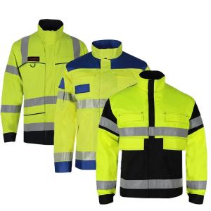 China Factory Supply High Visibility Safety Work Clothes Construction Security Workwear Reflective Work Jacket for Mens Cotton factory