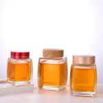 Empty Square Glass Honey Packaging Jars 360ml 750ml Clear